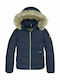 Essential Down Jacket Kids Quilted Short Coat with Hood Navy Blue