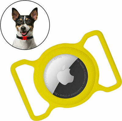 Hurtel Flexible Cover Silicone Pet Collar Case for AirTag Yellow