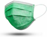 Medical Face Masks Type IIR, 3ply Surgical Face Masks with Elastic, Color Green 50 Pieces