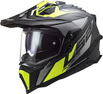 LS2 MX701 On-Off Helmet with Pinlock and Sun Visor ECE 22.05 MATT TITAN H-V YELLOW KR4754