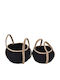 Ankor Set of Decorative Baskets Fabric with Handles Black - Natural 2pcs