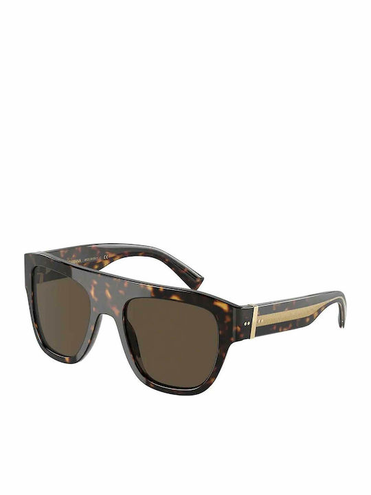 Dolce & Gabbana Women's Sunglasses with Gold Tartaruga Horn-Rimmed Frame and Brown Lenses DG4398 502/73