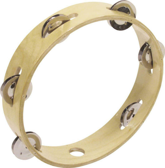 Dimavery Headless Tambourine 20cm Bej Lemn cu o singură serie de zilii
