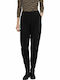 Only Women's High-waisted Fabric Trousers in Carrot Fit Black