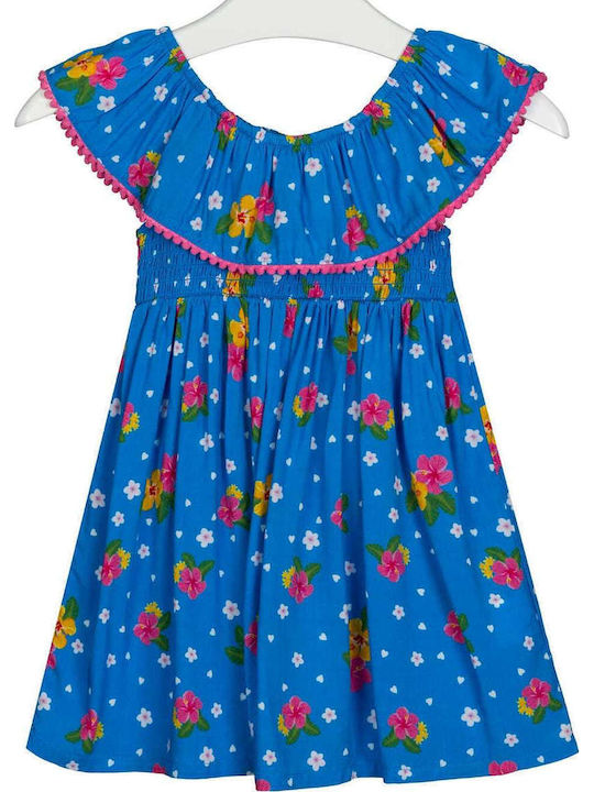 Girls Dress Sleeveless Floral Blue