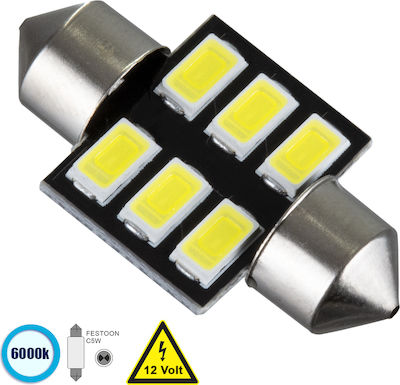 GloboStar Lămpi Autoturismului C5W LED 6000K Alb rece 12V 3W 1buc