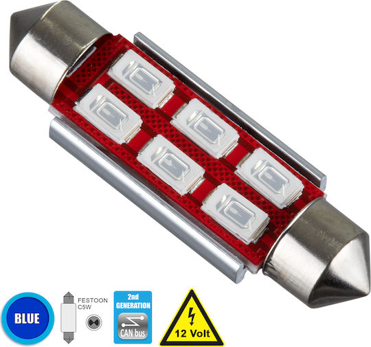 GloboStar Λάμπα Αυτοκινήτου C5W Canbus LED 6000K Ψυχρό Λευκό 12V 4W