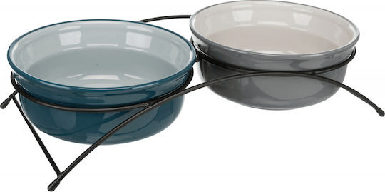 Trixie Eat On Feet Ceramic Bowl Food & Water for Dog & Cat with Base 1.6lt 20cm in Gray Color 2pcs