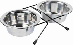 Trixie Eat on Feet Edelstahlnapf für Katzen Futter- & Wassernapf Silber mit Gestell Satz mit 2 Einheiten von 450ml 12cm 24831