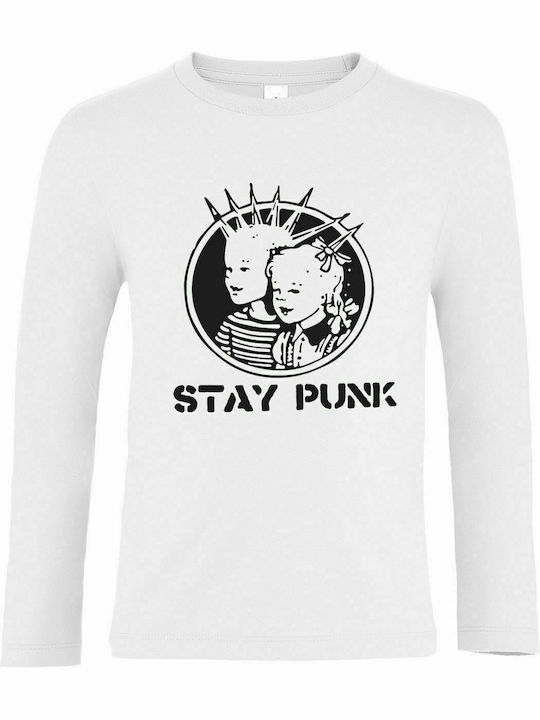 Kids Long Sleeve "Stay Punk", White