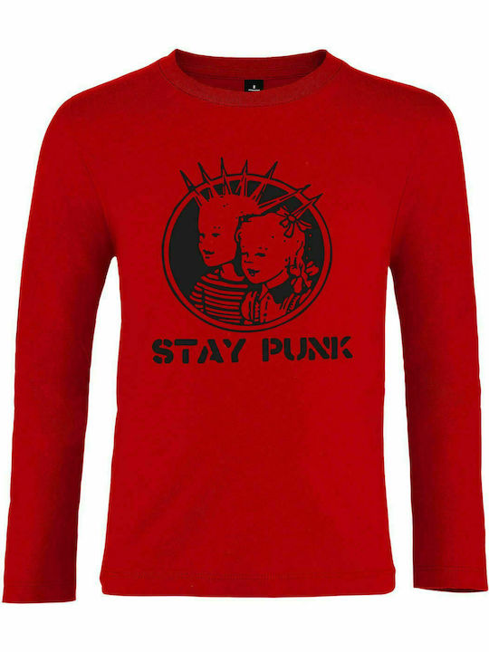 Kids Long Sleeve "Stay Punk", Red