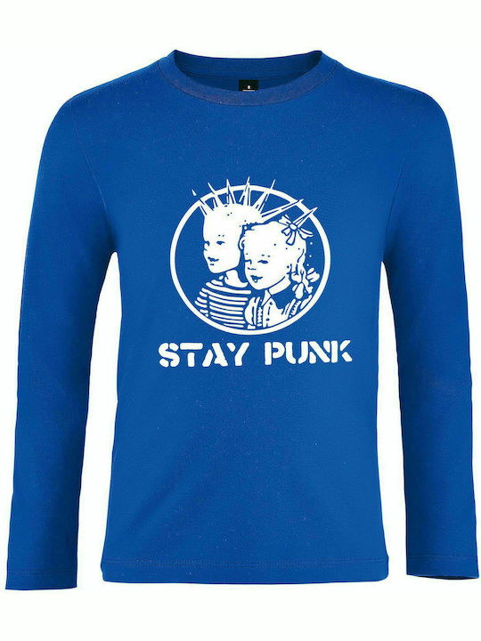 Kids Long Sleeve "Stay Punk", Royal Blue