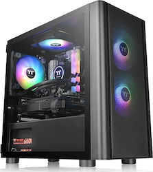 Thermaltake V150 Tempered Glass ARGB Breeze Gaming Micro Tower Computer Case with Window Panel Black