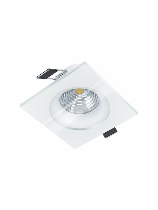 Eglo Salabate Square Metallic Recessed Spot with Integrated LED and Natural White Light White 8.8x8.8cm.