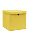 vidaXL Tesatura Cutie de Depozitare cu Capac Galben 28x28x28cm 10buc