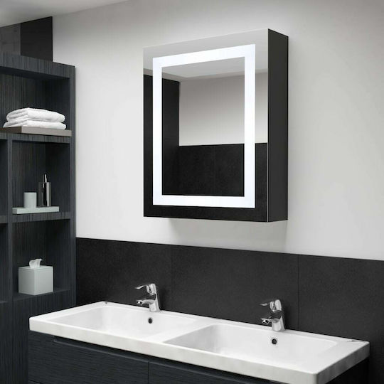 vidaXL 325543 Ορθογώνιος Led από MDF με Ντουλάπι 50x70cm Μαύρος
