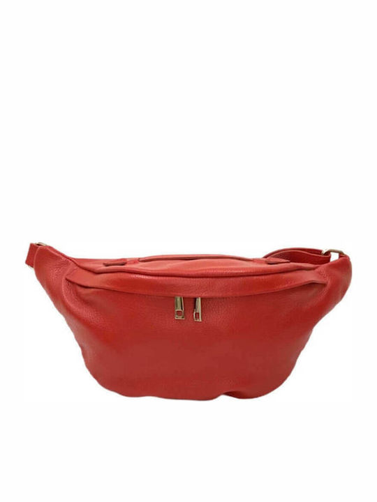 Women's Waist Bag made of Genuine High Quality Leather in Red