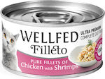 Pet Interest Filleto Pure Wet Food for Adult Cats In Can with Shrimps / Chicken 1pc 70gr