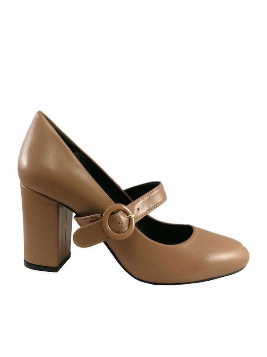 Makis Kotris Leather Tabac Brown High Heels wit...