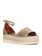 Δερμάτινα Γυναικεία Σανδάλια Flatforms Μπεζ