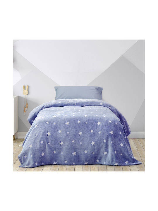 Kocoon Κουβέρτα Fleece Glow Star Φωσφορίζουσα Μπλε 150x220εκ.