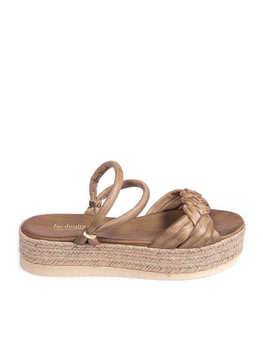 Leather Women's Flat Sandals Flatforms Olive