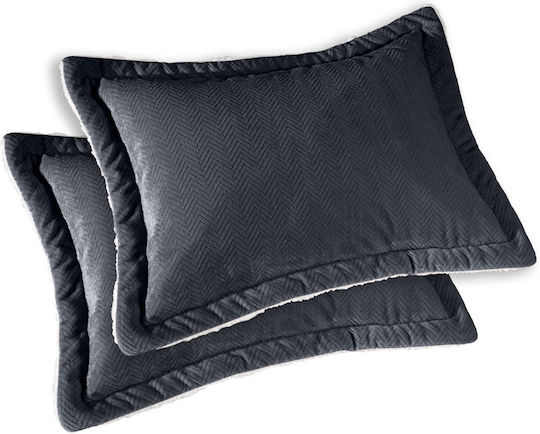 Guy Laroche Sublime Σετ Μαξιλαροθήκες Φανελένιες Oxford Carbon 50x70εκ.