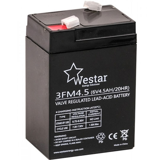 Westar Μπαταρία Φωτοβολταϊκών AGM Κλειστού Τύπου 6V 4.5Ah (WSFM4.5-6)
