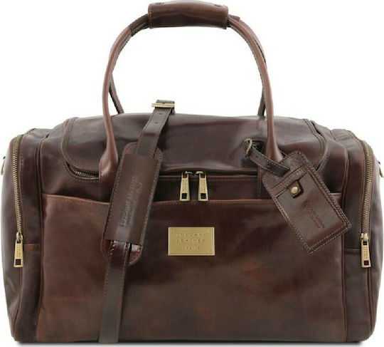 Tuscany Leather Voyager Medium Σακ Βουαγιάζ Καφέ Σκούρο από Δέρμα Μ51.5xΠ28xΥ24.50εκ.