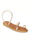 Leather Women's Flat Sandals Flatforms in Gold Color