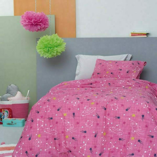 Palamaiki Seturi de cearșafuri Semi-dublu Cu elastic Bumbac Comet Fuchsia 170x260cm 3buc