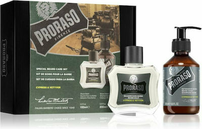 Proraso Cypress & Vetyver Beard & Moustache Grooming Set with Balm 100ml & Shampoo 200ml