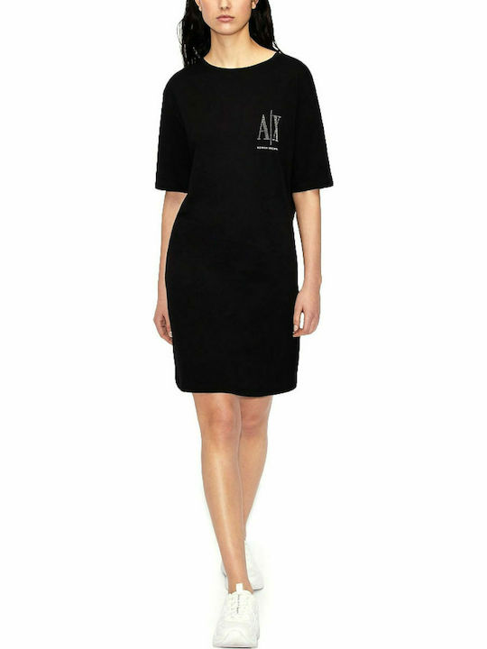 Armani Exchange Mini All Day Φόρεμα Κοντομάνικο Μαύρο