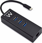 Ewent USB 3.1 Hub 4 Θυρών με σύνδεση USB-C / Ethernet