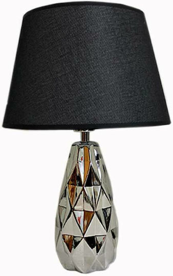 Art et Lumiere Ceramică Lampă de masă cu Abajur Negru și Bază Argintiu