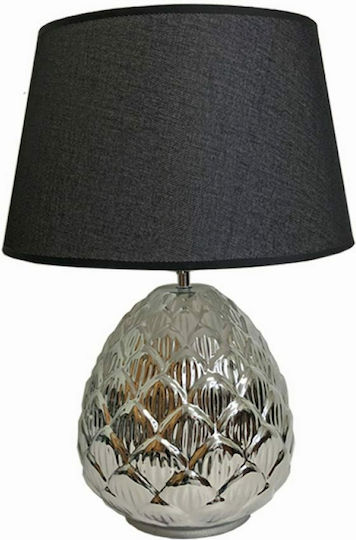 Art et Lumiere Ceramică Lampă de masă cu Abajur Negru și Bază Argintiu