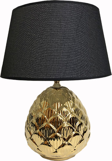 Art et Lumiere Keramik Tischlampe mit Schwarzem Hut und Goldener Basis