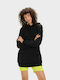 Simone Long Women's Sweatshirt Hooded Black