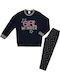 Minerva Kinder Schlafanzug Winterlich Marineblau Stars