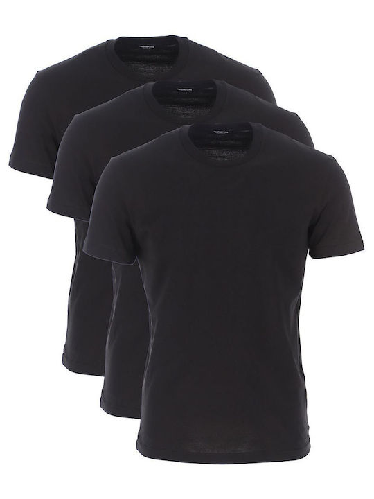 Dsquared2 Men's Short Sleeve Undershirts Black 3Pack