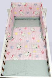 Bebecor Baby Crib Bedding Set Λαγουδάκι 6pcs Pink