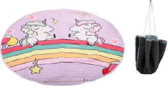 Loco Einhorn Rosa Runder Kinderteppich 144cm