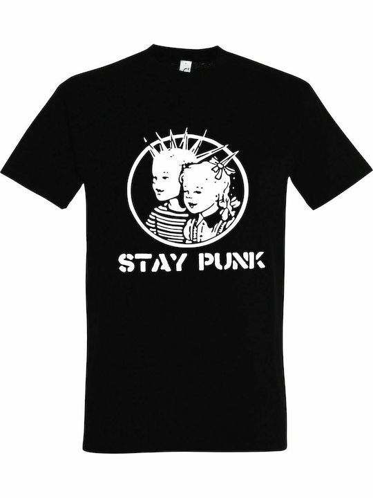 Тениска унисекс "Stay Punk", Черна