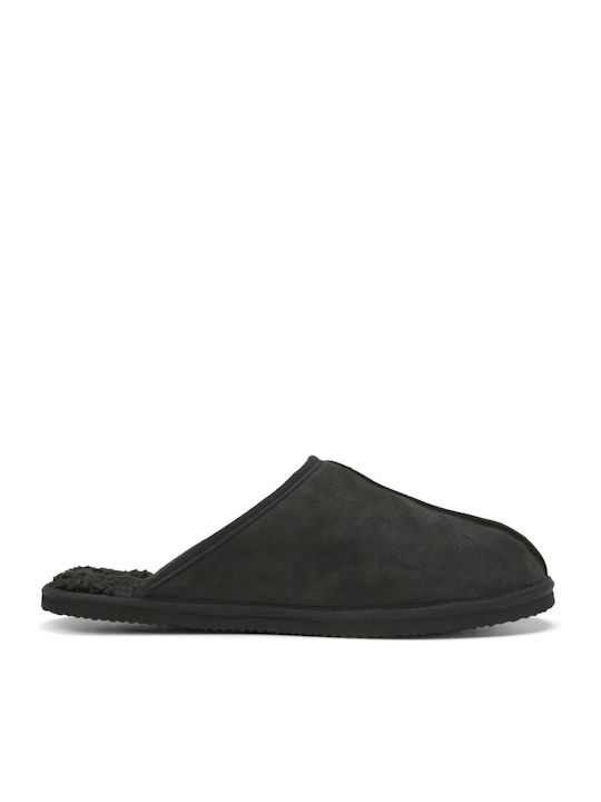 Jack & Jones Χειμερινές Ανδρικές Παντόφλες Μαύρες