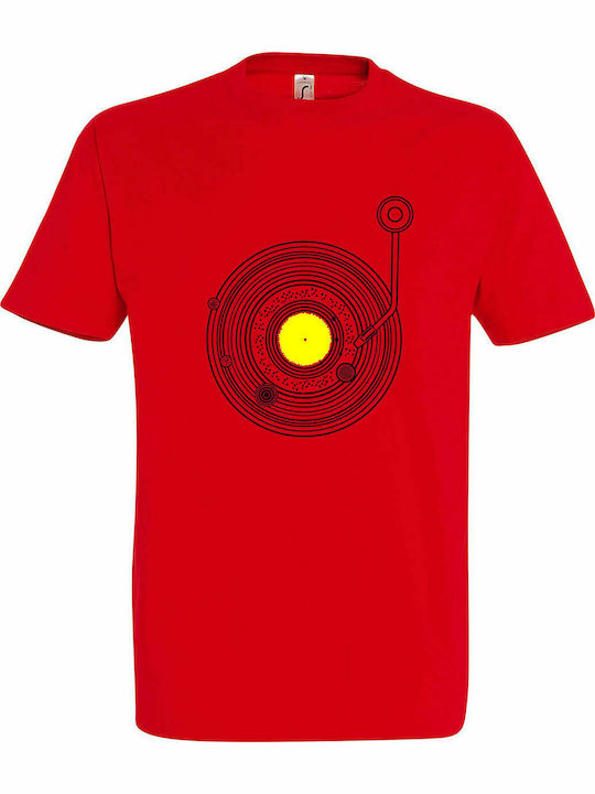 Tshirt Unisex "Space Vinyl Music", Red