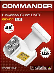 Commander QD-01 LNB 4 Εξόδων 0.1dB