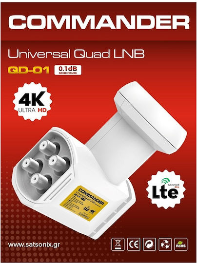 Commander QD-01 LNB Quad 4 Outputs With Low Noise Limit 0.1dB