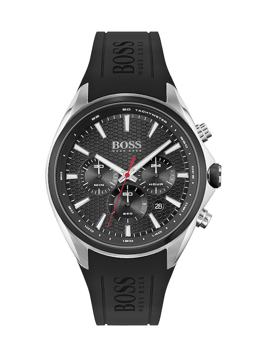 Hugo Boss Uhr Chronograph Batterie mit Schwarz Kautschukarmband