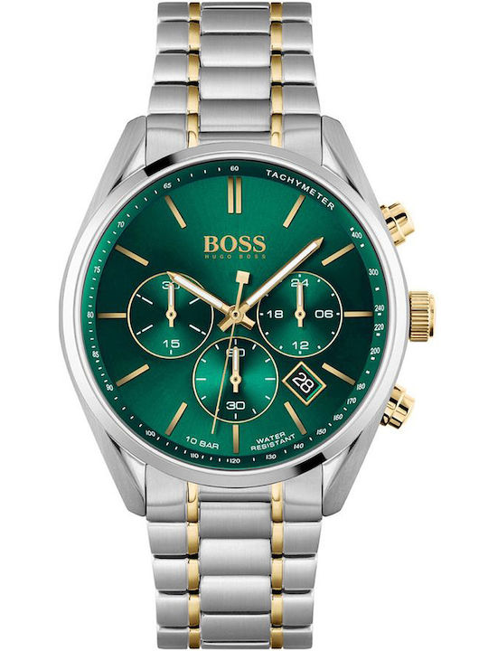 Boss Herrenuhr 44mm Chronograph Batterie mit Si...