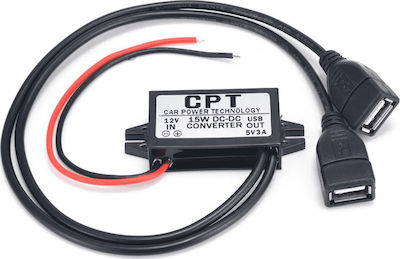 Μετασχηματιστής Αυτοκινήτου CPT Converter Module 12V To 5V 3A USB Output Power Adapter